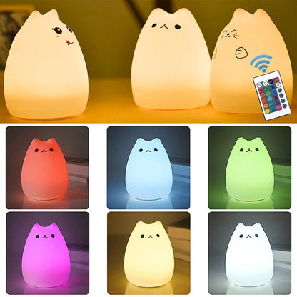 Remote Control Silicone Kitty Night Light